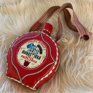 Collectible Leather bound Plum Brandy Bottle Prokupac Beograd Manastirka Stara